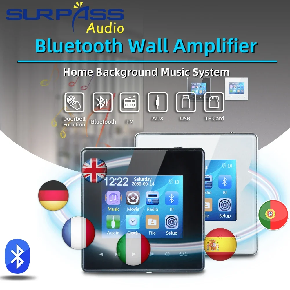 Audio Music System For Home - ホームBluetoothウォールアンプスマートホームオーディオミニタッチキーステレオサウンドUSB TFミュージックパネルPAシステム6ヶ国語対応