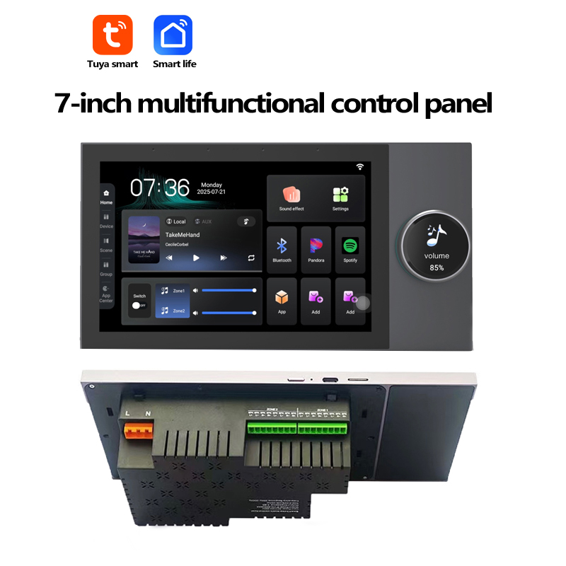 Audio Music System For Home - 7インチAndroid 11 Alexa対応Tuyaスマートホームコントロールパネル内蔵E-share ZigbeeハブWiFiオーディオウォールアンプミュージックシステム