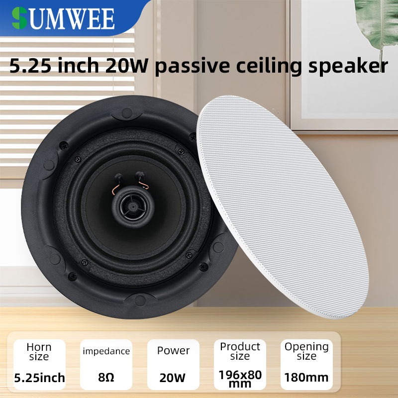 Audio Music System For Home - 5.25 インチ 8 オーム天井スピーカー同軸ステレオサウンドパッシブスピーカーホームバックグラウンドミュージックシステム高忠実度の音質